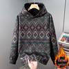 Men's Plus Size Ethnic Style Thick Velvet Hoodie - Autumn/Winter Casual Trendy Outerwear.