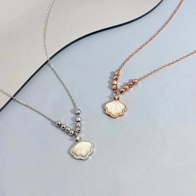 S925 Sterling Silver Necklace Girl Shell Shell Love Pendant High -Level Sensing Clavicle Chain