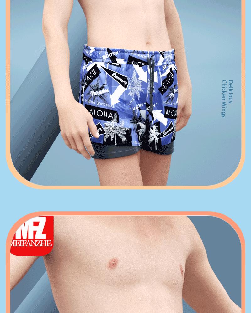 Professionelle Schnelltrocknende Jungen-Badehose: Doppellagiges Anti-Peinlichkeits-Set für mittlere und große Kinder
