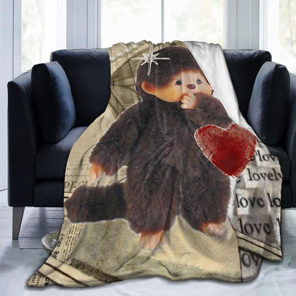 Monchhichis Kun Chan Pärchen Decke Niedliche Cartoon Flanell Tolle Warme Überwurfdecke für Bettwäsche Wohnzimmer Herbst/Winter Outdoor