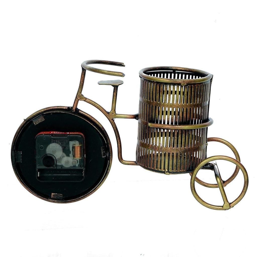 Suport pentru pixuri antic din fier forjat cu ceas/suport pentru pixuri pentru decorarea biroului și a casei/cel mai bun cadou corporativ, auriu