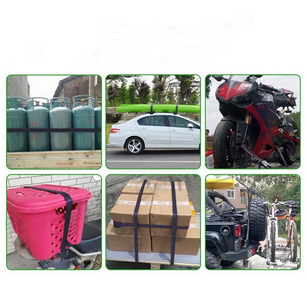 SKY Cargo Fastening Belt Lashing Belt Bike Side Bag Jack Tow Hook 8pcs 2.5cm X 40.5cm (Black)