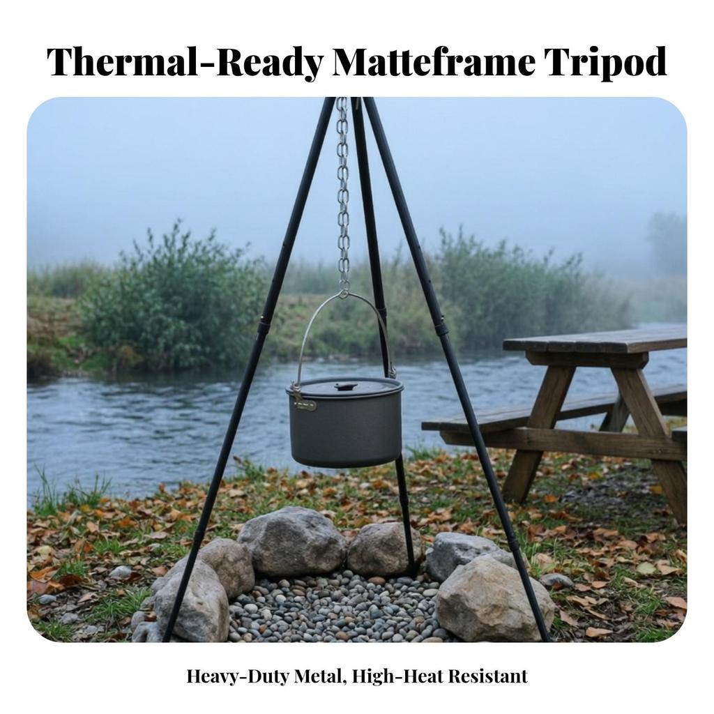 Campfire Cooking Tripod Height-Adjustable Stand with Chain