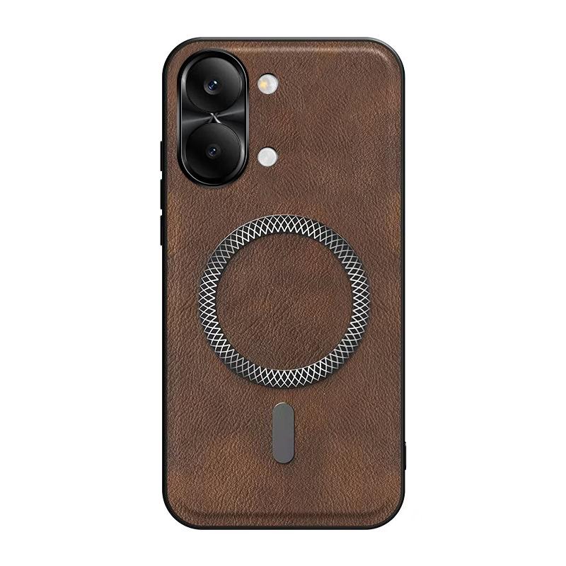 Anwendbar für Xiaomi Redmi Turbo5Max Metalllinse magnetische Handyhülle Lederstruktur Redmi 15C sturzsichere Schutzhülle