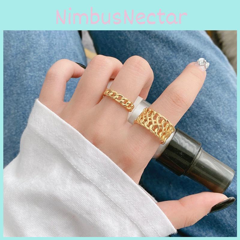 Fashionable 925 Pure Silver Ring For Women Chic Gold Circle Design With Vintage Charm