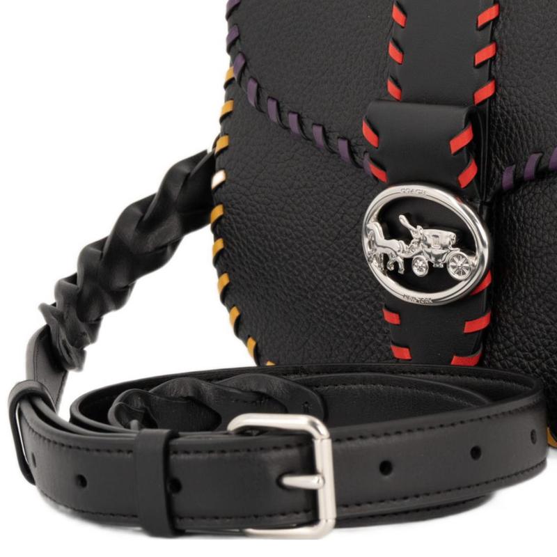 COACH Georgie 21 three-color seam seam flap carriage logo buckle leather armpit bag saddle bag crossbody bag shoulder bag small size women's black
