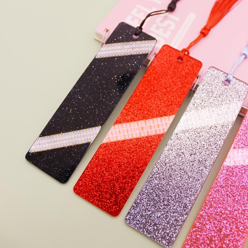 1 pezzo di Segnalibro Acrilico Glitterato Vuoto, Ornamento Fatto a Mano DIY, Incollato con Cartoncino Logo Le e Etichetta Libro, Regalo Perfetto per Amici
