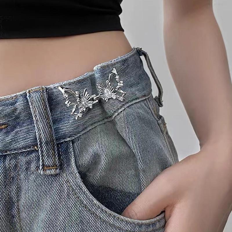 Detachable Butterfly Waist Cinching Buckle, Nail Free Denim Waist Cinching Artifact, Waist Size Adjustable Buckle, Pants Adjustable Button