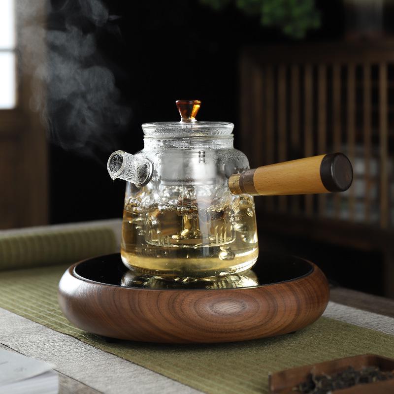 Solid Wood Electric Ceramic Tea Stove – Drum Shape Tea Brewer with Heat Preservation