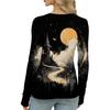 Women's Slim Fit Halloween Print Pullover Long Sleeve T Shirt Crew Neck Base Layer Top with Thumb Hole Cuffs Stretch Fabric