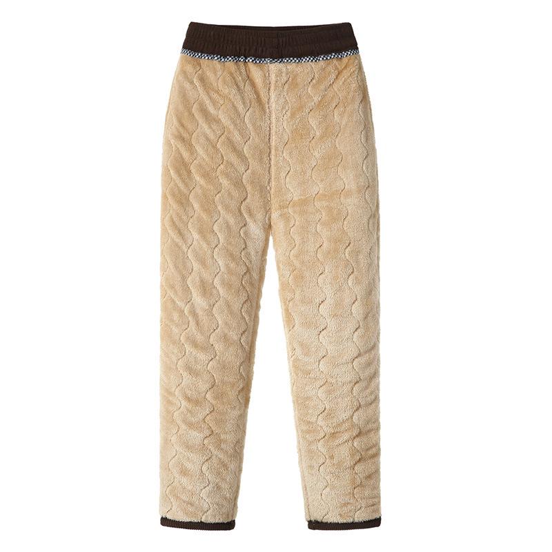 Mom's Winter Style High Waist Corduroy Cotton Pants for Middle-Aged and Elderly Women - Loose, Plus Velvet, Straight Leg