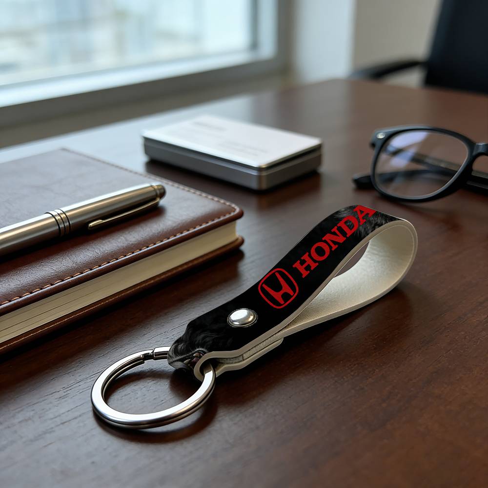 For Honda High Quality PU Leather Moto Keychain Vintage Style Key Pendant For Scooter Motocross TV7