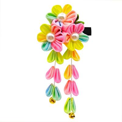 JZOON Hair Perfect for and Other Japanese with Cherry Blossom and Handmade In Rainbow H2904 Shichi-Go-San Ornament, Tsumami-Zaiku, Coming-of-Age