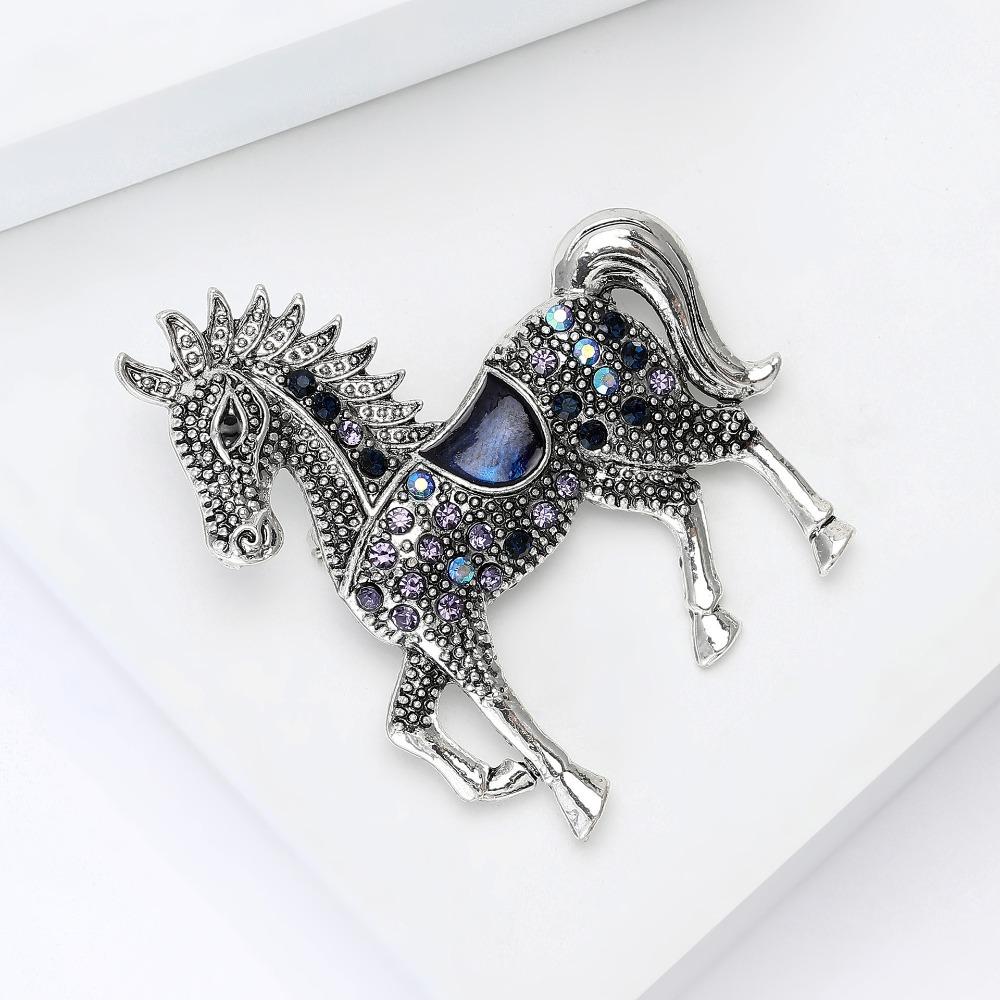 Vintage Rhinestone Horse Brooch Enamel New Year's Accessories Year of The Horse Brooch Gift
