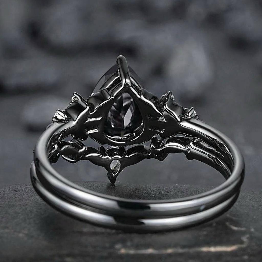Sophisticated Flower Rings With Black Cubic Zirconia Delicate Alloy Loop For Women Size 6 10 Layering Jewelry Pieces