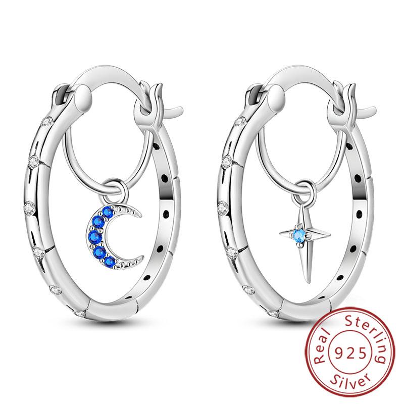 S Copper Hoop Earring Sparkling Star Moon U Heart Shaped Butterfly Earring For Women Party Wedding Jewelry