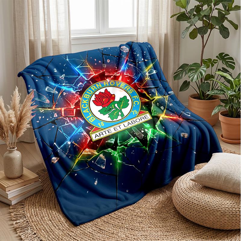 Blackburn Rovers Football Print Flannel Blanket, Soft Warm Lightweight Throw Blanket for Sofa Bed Camping