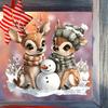 1pc Christmas Cute Reindeer,Snowman Glass Stickers,Suitable for Living Room,Bedroom,Balcony Glass Doors,Windows Home Decorations