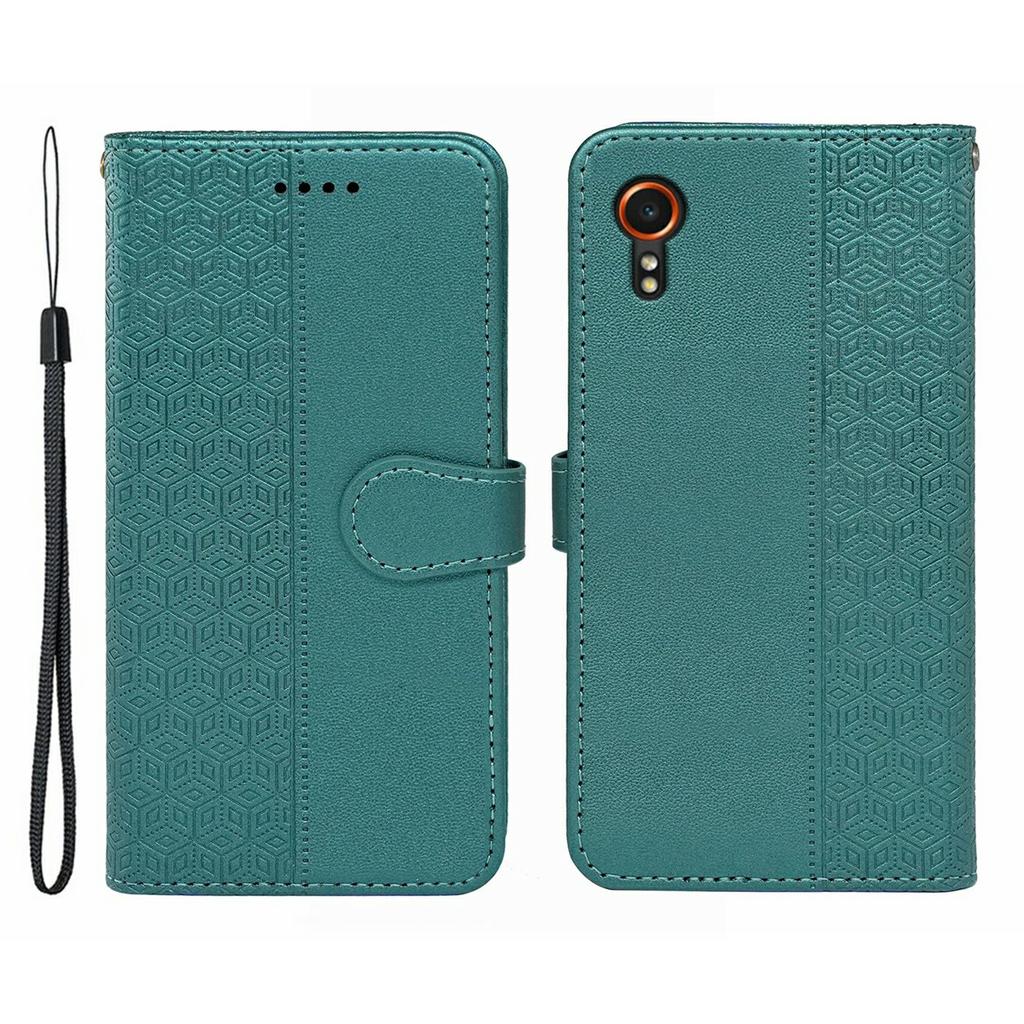 For Samsung Galaxy Xcover7 Case Anti Scratch Splicing Imprinted Rhombus Leather Phone Cover