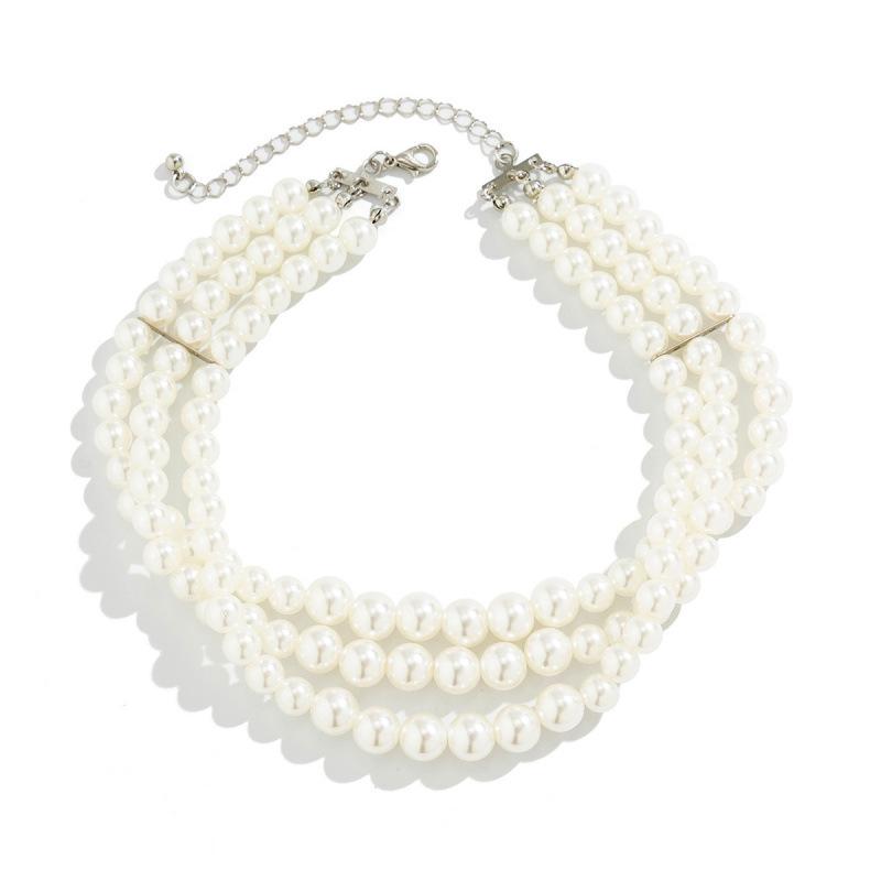 European & American Fashion Multi-Layer Pearl Choker Necklace