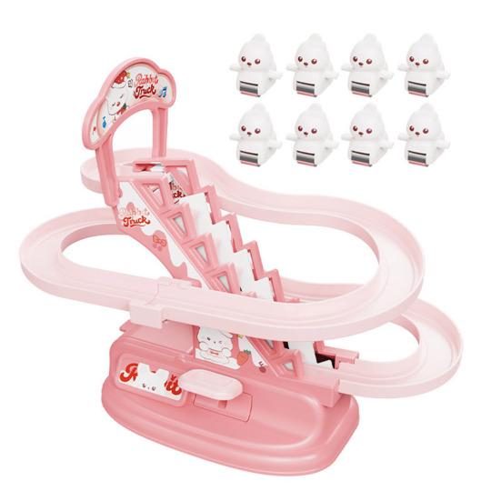 Animal Climbing Stairs Slide Toy Kids Educational Cartoon Duck Rabbit Staircase Climbing Roller Coaster Sliding Track Toy Toddlers Boys Girls Gift