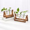 Fresh Flower Vessel Home Table Decoration Hydroponic Plant Vase Modern Bonsai Flower Pot Terrarium Glass Vases with Wooden Frame