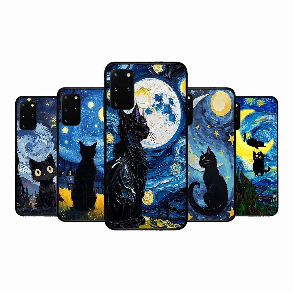 Oil Painting Van-Gogh Cat Phone Case For Samsung S 24 Fe 25 Ultra Plus 20 Lite 21 30 22 23 24 22 Ultra 5G Fundas
