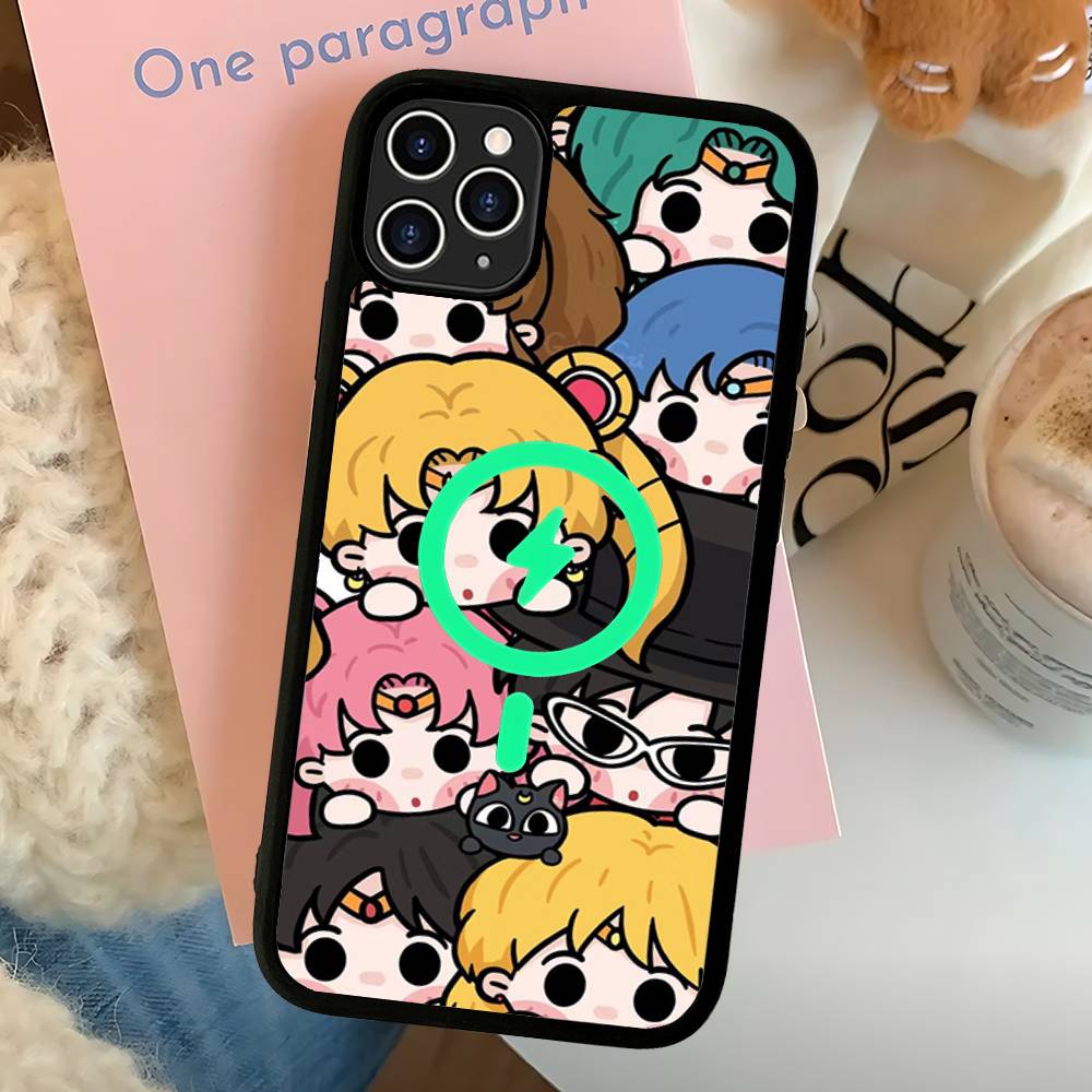 S-Sailors Anime Moon Magnetic Phone Case For IPhone 16 15 14 13 12 11 17 Pro Max Plus Wireless Charge Cover