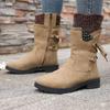 Fashion Women Boots Autumn and Winter New Knee High Shoes Large Medium Tube Thick Heel Shoes for Women Strap Pleated Vintage Ankle Boots