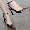 Shoes for Women 2025 Fashion Summer Pointed Toe High Heels Sexy Ankle Strap Evening Party Sandal Sweet with Ankle Buckle Strap