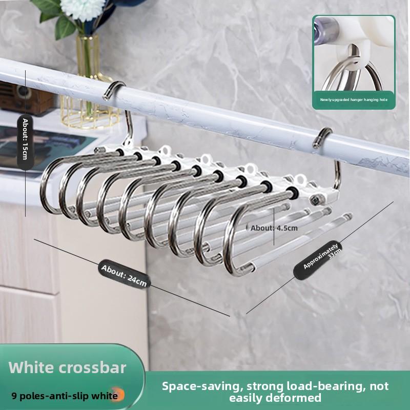 Platzsparender 9-lagiger Metall-Hosenbügel mit Anti-Rutsch-Beschichtung, Edelstahl-Design, inklusive 5 Haken, reduziert 80% Unordnung, für enge Jeans und Denim-Stoffe