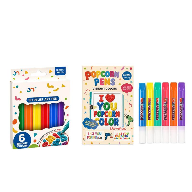 6 Pezzi Penne Magiche Popcorn a Bolle 3D Texture Rialzata Marcatori Artistici Set Colorazione Fluida Per Diario Biglietto d'Auguri Artigianato Fai da Te
