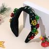 Neujahrsknoten Breites Stirnband Weihnachtsflocke Samt Strasssteine Perlen Haarreif Für Damen Mädchen Weihnachten Kopfschmuck Zubehör