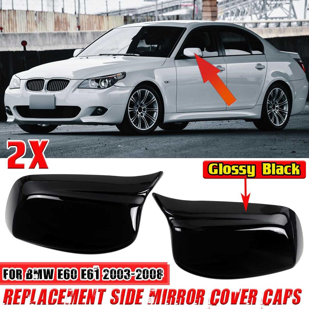 M Style Auto-Seitenrückspiegel-Abdeckkappe, Ersatz-Spiegelgehäuse-Schalenverkleidung für BMW E60 E61 2003-2008 Rückspiegelabdeckungen