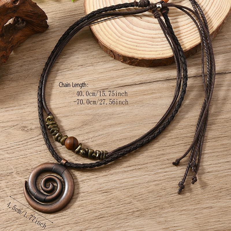 Collana in Pelle da Donna Stile Bohemien - Gioiello con Ciondolo Vintage Fatto a Mano