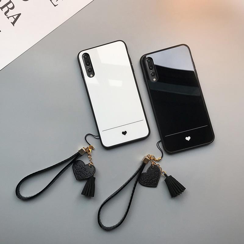 Simple Love Heart Tempered Glass Phone Case for POCO F7 Ultra F7 Pro X7 M6 Pro X6 F6 X5 F5 Shockproof Hard Back Cover Lanyard
