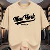 Camiseta de Manga Corta Casual Deportiva de Algodón de Moda para Hombre Verano Holgada Estampado de Letras de Nueva York Brooklyn Cuello Redondo Top