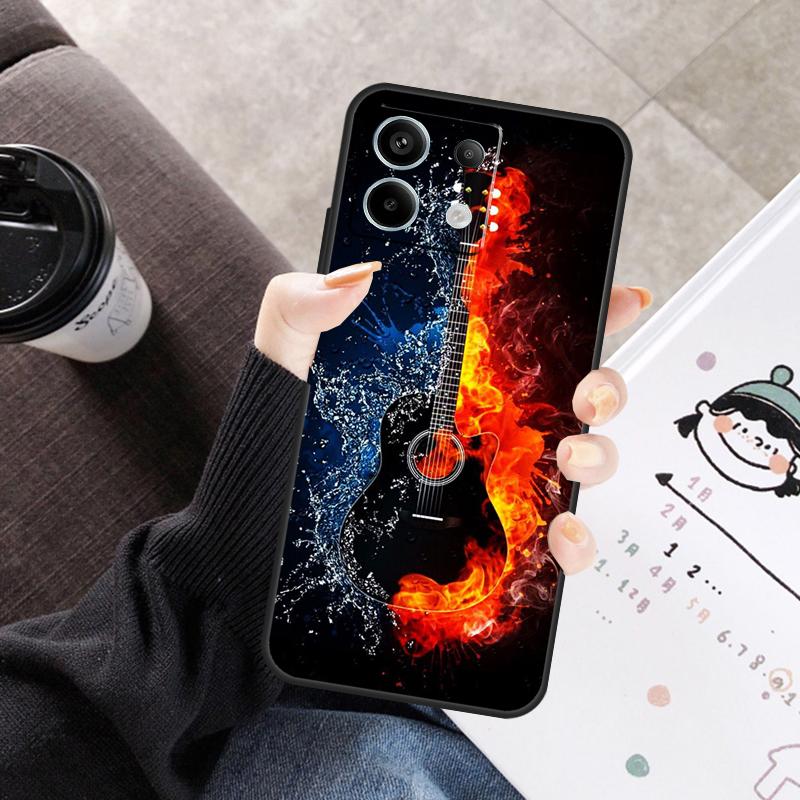 Rock Music Instrument Guitar Cover For Xiaomi Redmi Note 11 10 12 13 14 Pro 11S 12S Case For Redmi 10C 13C 12C 14C 15 C