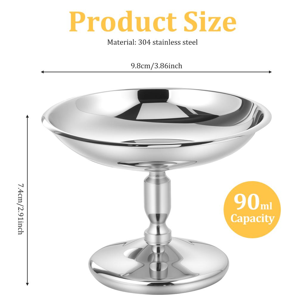 2Pcs Ice Cream Cups Salad Bowl Stainless Steel Goblet Cup Salad Bowl Dessert Fruit Plate Snack Dish Wine Cup Bar Party Supplies