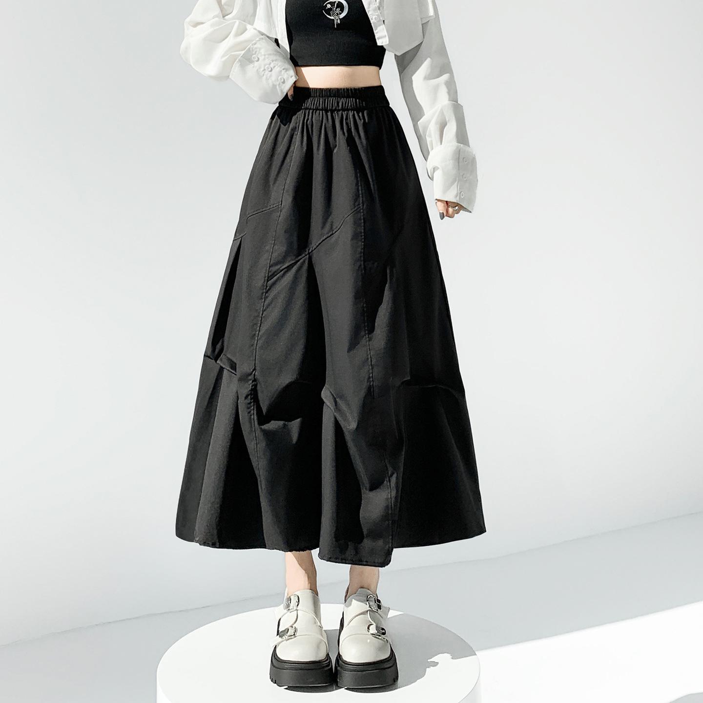 Неровная плиссированная юбка-трапеция с высокой талией для женщин – Весна/Лето 2026 Medium чёрный