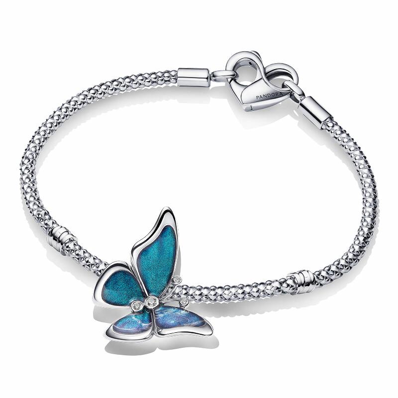 Pandora Butterfly trim design 925 silver synthetic cubic zirconia bracelet women s silver ZT3113 серебряный