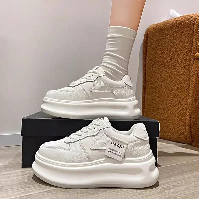 Women's New Simple Solid Color Designer Vulcanized Shoes Spring Fashion Thick Sole Outdoor Shopping Office Sports Shoes