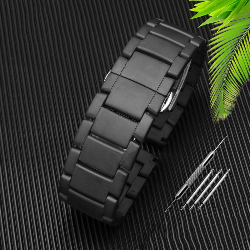 Für Armani AR1507/AR1509/AR1499/AR1895 Helle Oberfläche Zubehör schwarzes weißes Keramik-Armband matt Schnellverschluss-Armband 22mm
