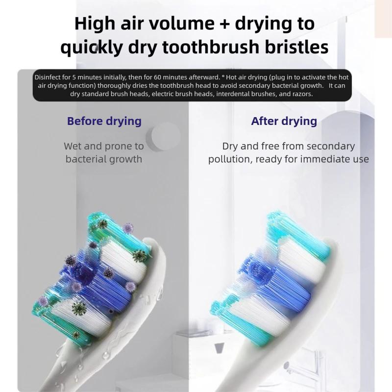 Zai Xiao UV Sterilizer Electric Holder Hot Air No Drilling Wall Mounted Bathroom Organizer Toothbrush Storage