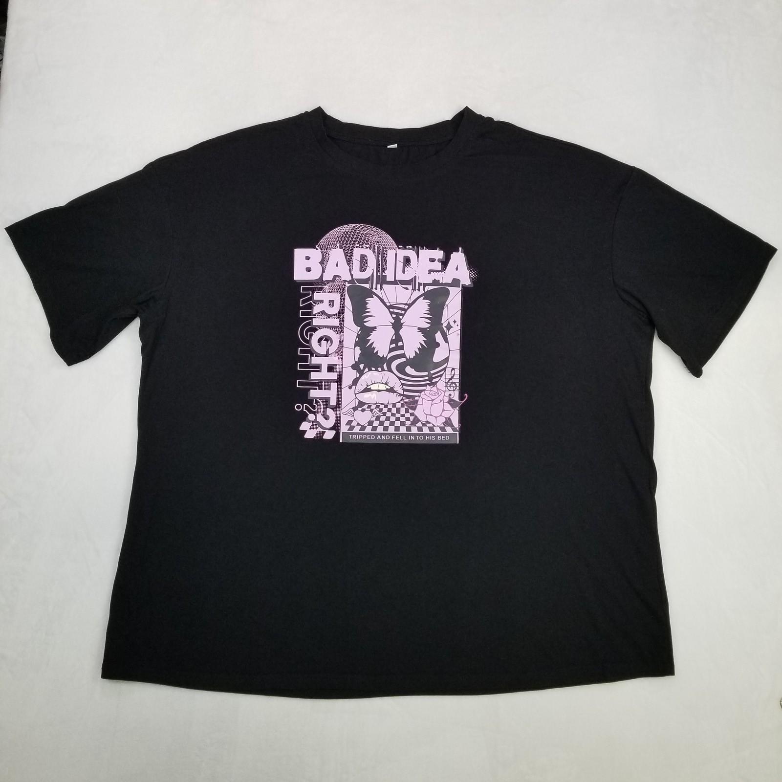 District Bad Idea Right Butterfly Graphic Short Sleeve Men s 2XL Black Unisex T-Shirt L