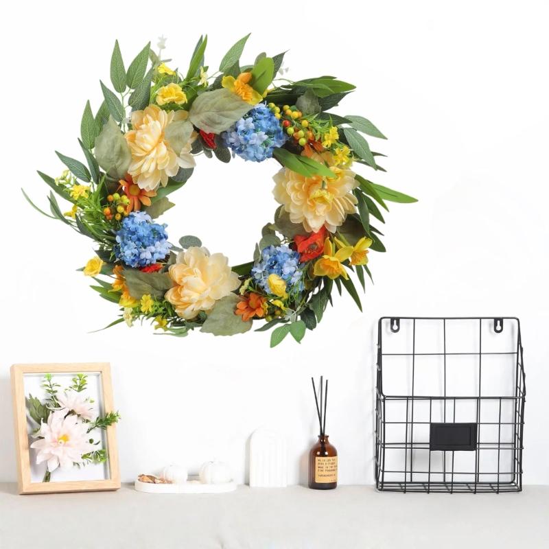 50cm Artificial Flower Wreath for Front Door Entryway Flower Wreath Decorative Flower Wreath Home and Wedding Decors
