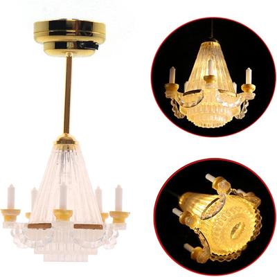 1/12 Scale Dollhouses Chandelier Miniature Furniture Pretend Play for Kids Doll House Furniture Model for Dollhouses