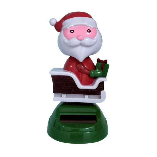 No Battery Solar Toys Powered Dancing Car Ornament, Creative Dashboard Christmas Cartoon Figure for Miniature Holiday Desktop Ornaments Auto Interior