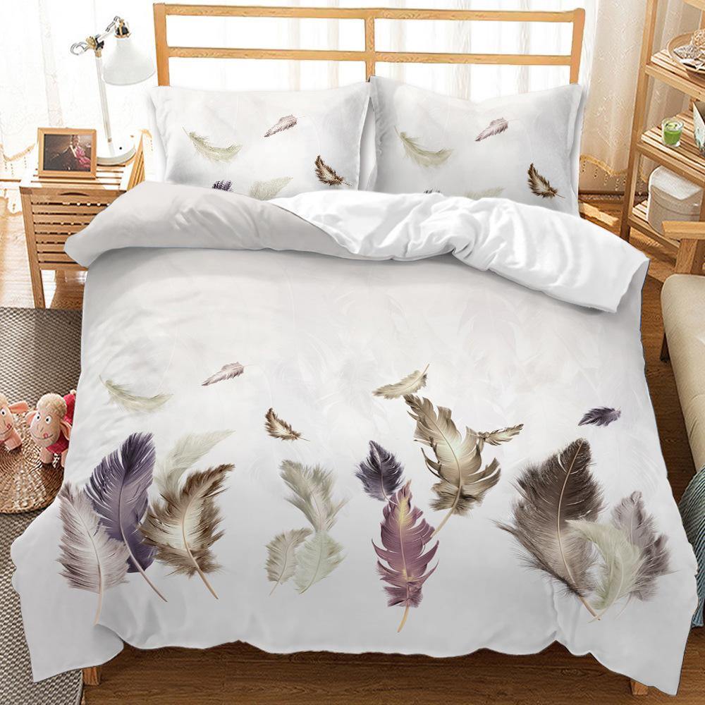 Feather Three-piece EBay3D Digital Printing Abrasive Quilt Cover Bedding Kit