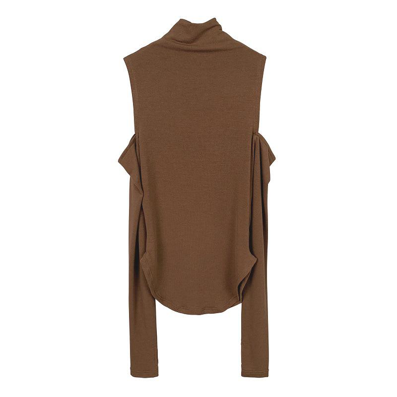 Korejský zeštíhlující top s výstřihem odhalujícím ramena a dlouhým rukávem pro ženy